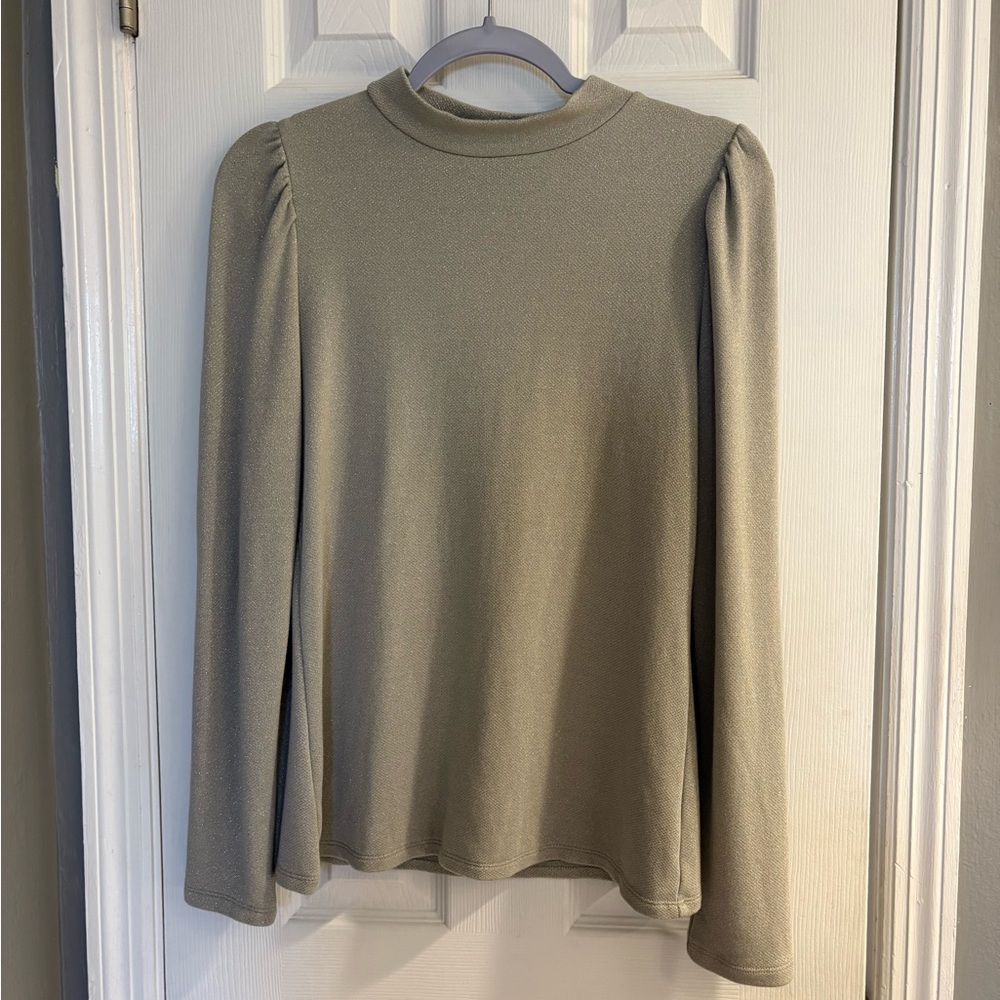 Ladies Loft Outlet Long Sleeve Silver Glitter Blouse Size Large.